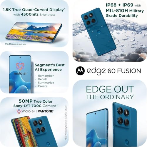 Motorola Edge 60 Fusion 5G, Pantone Mykonos Blue, 256 GB, 12 GB RAM - Image 5