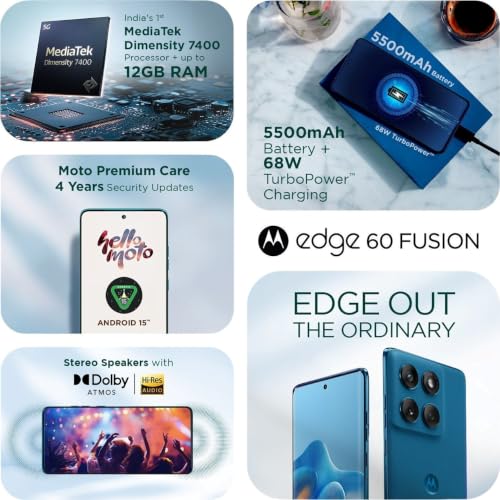 Motorola Edge 60 Fusion 5G, Pantone Mykonos Blue, 256 GB, 12 GB RAM - Image 6