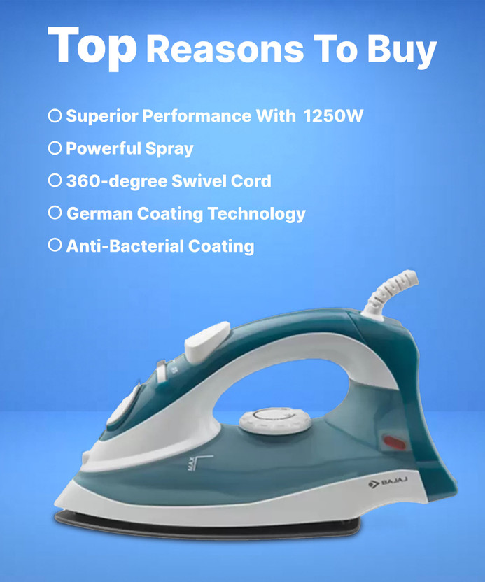 BAJAJ MX 3 Neo 1250 W Steam Iron (Blue, White) - Image 3