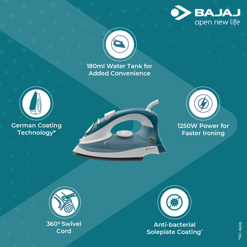 BAJAJ MX 3 Neo 1250 W Steam Iron (Blue, White) - Image 5