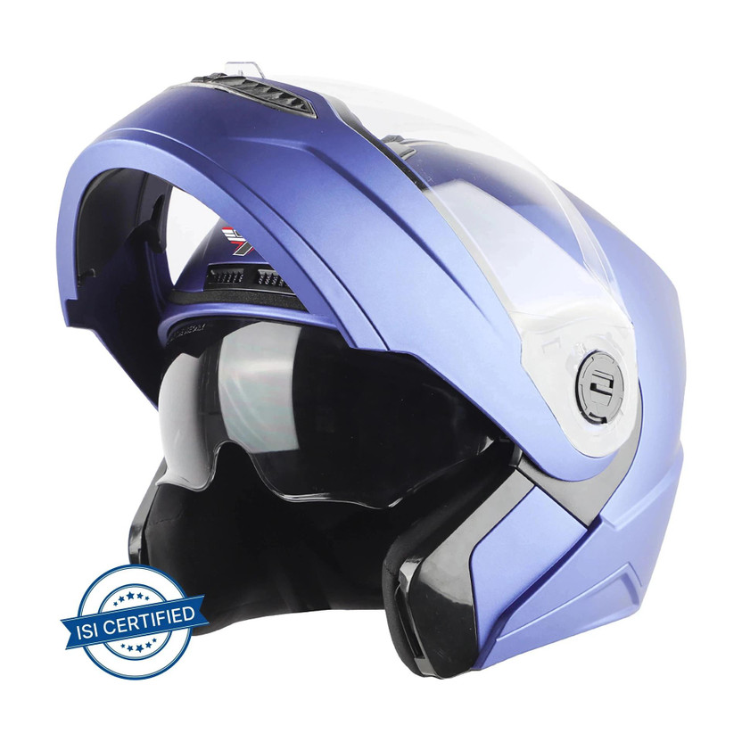 STUDDS Ninja 3G Double Visor Motorbike Helmet (Flame Blue) - Image 7