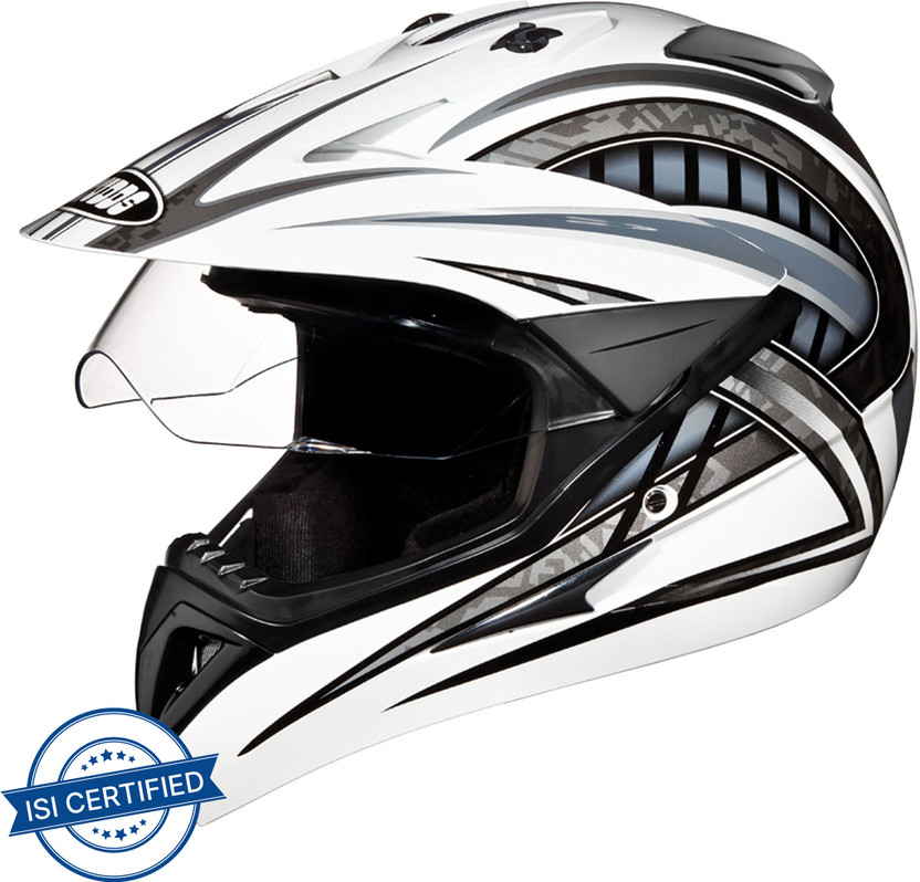 STUDDS Motocross D2 with Visor Motorbike Helmet (White)