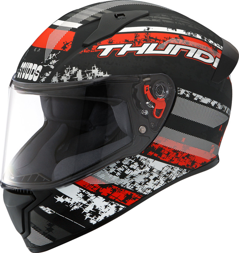 STUDDS Thunder D1 with Clear Visor Motorbike Helmet (Matt Black N