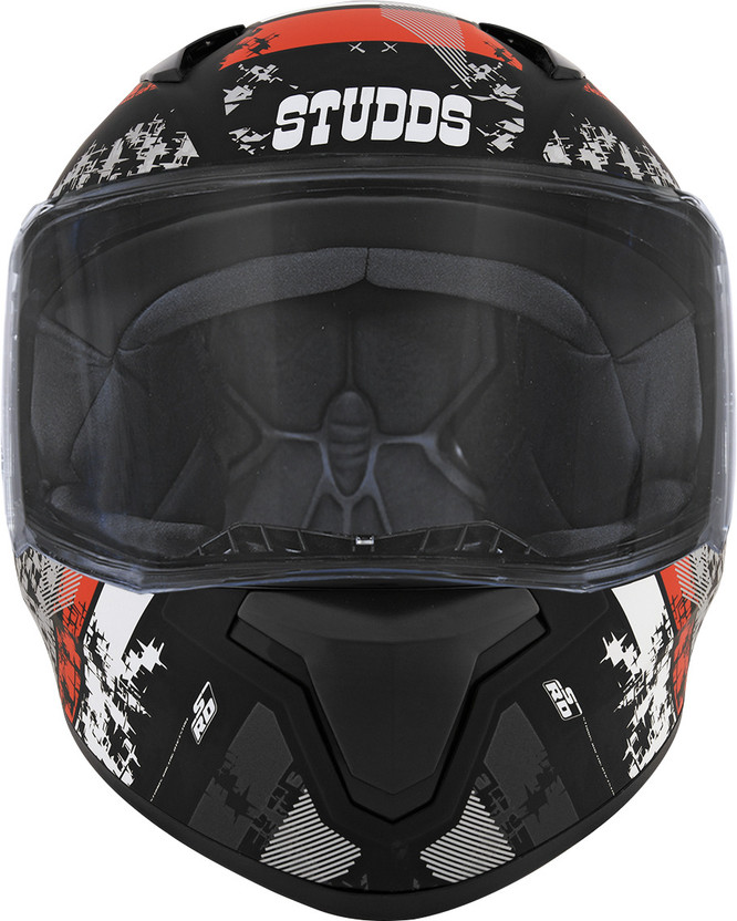 STUDDS Thunder D1 with Clear Visor Motorbike Helmet (Matt Black N - Image 2