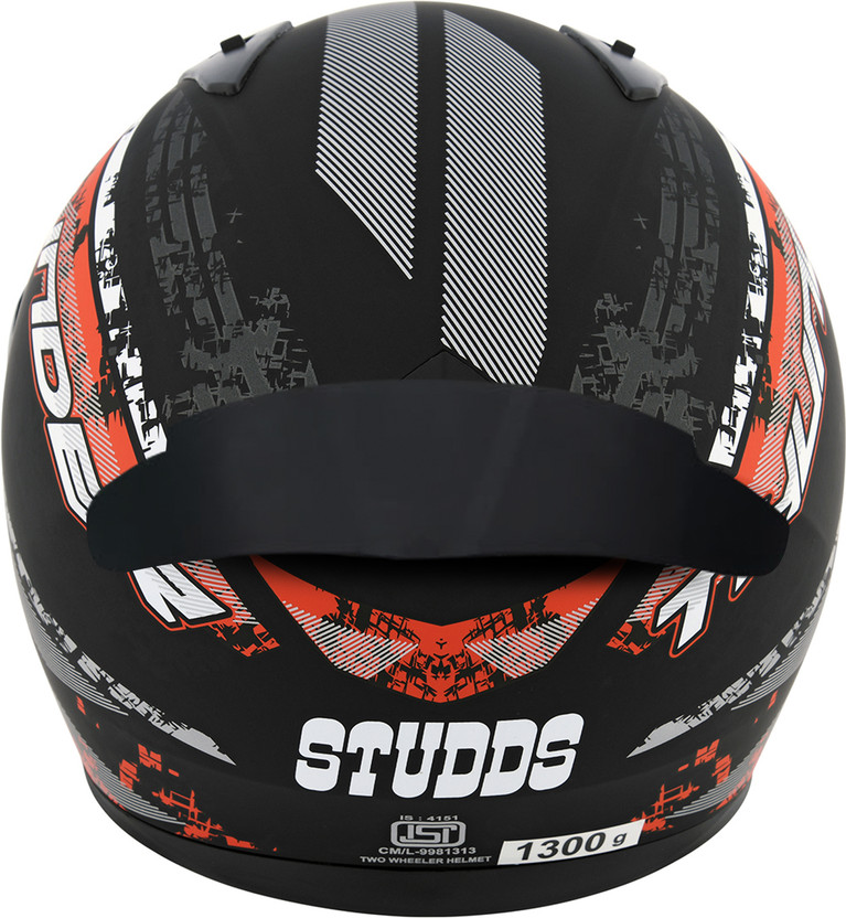 STUDDS Thunder D1 with Clear Visor Motorbike Helmet (Matt Black N - Image 3