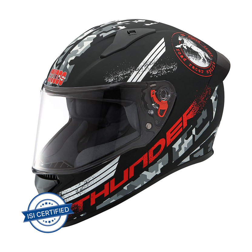 STUDDS Thunder D1 with Clear Visor Motorbike Helmet (Matt Black N - Image 8