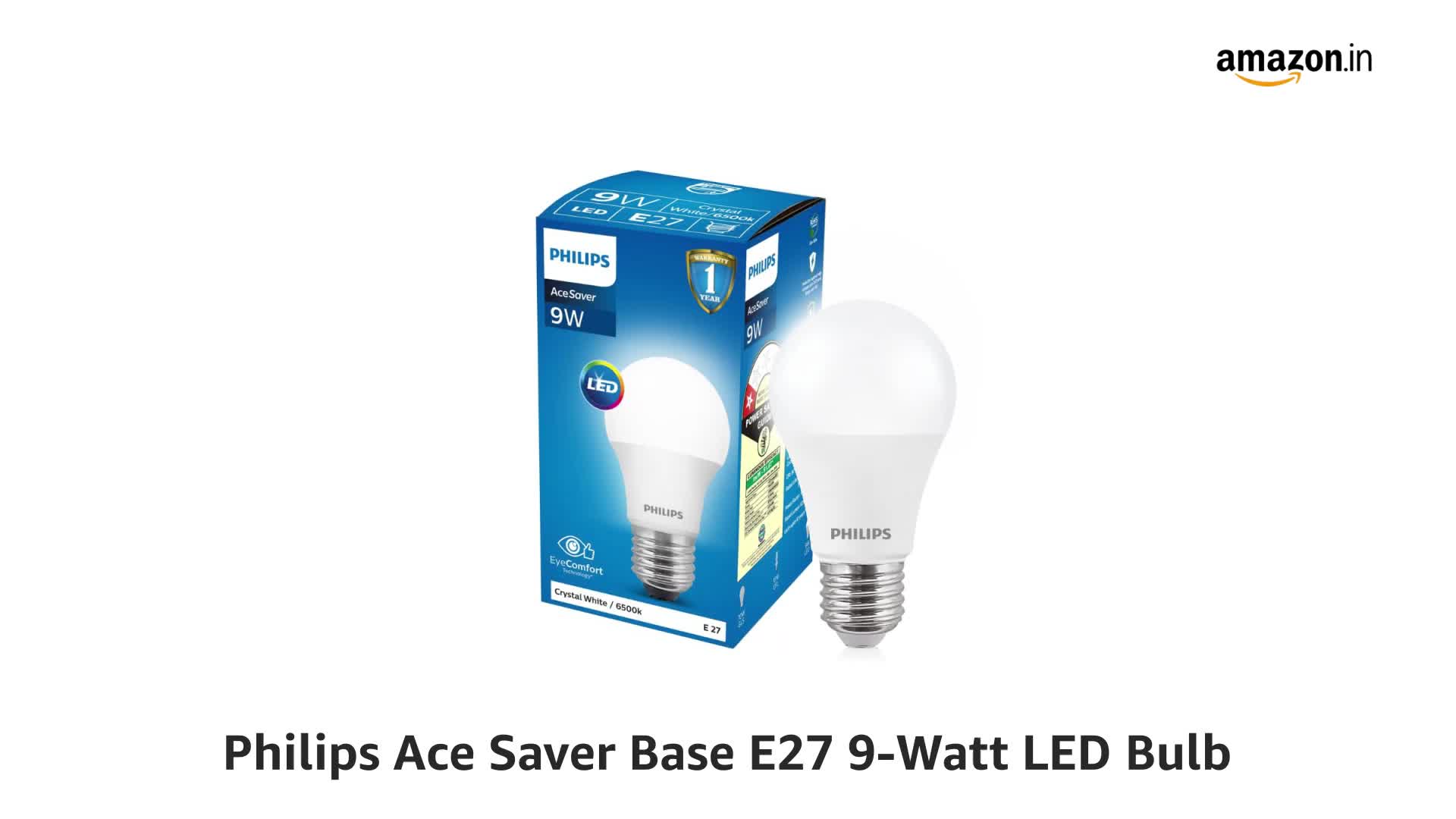 Philips Ace Saver Base E27 9-Watt LED Bulb (Pack of 4, White) - Image 2