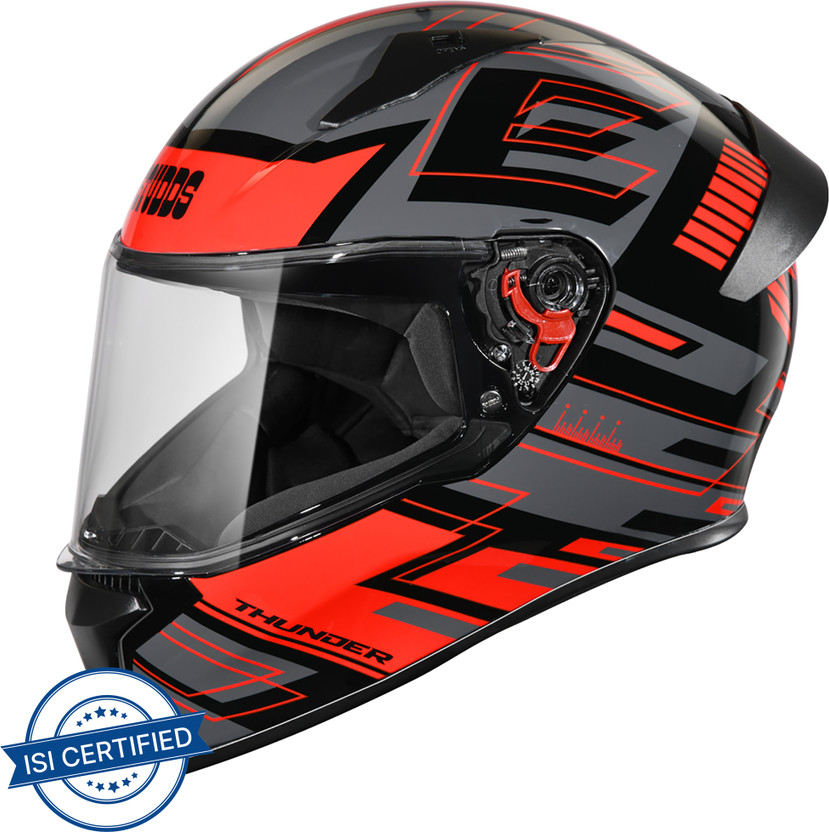 STUDDS Thunder Full Face Helmet D3 with Clear Visor (Black N2, L)
