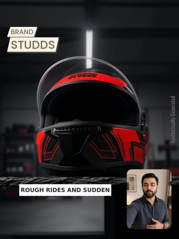 STUDDS Thunder Full Face Helmet D3 with Clear Visor (Black N2, L) - Image 2