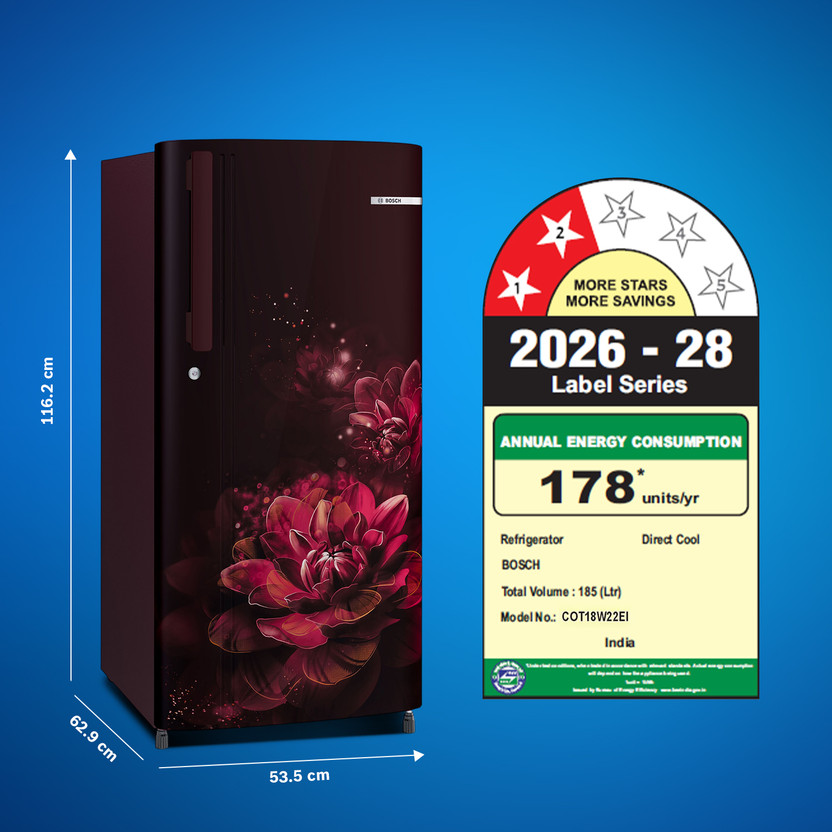 BOSCH 185 L Direct Cool Single Door 2 Star Refrigerator (Wine Sev - Image 2