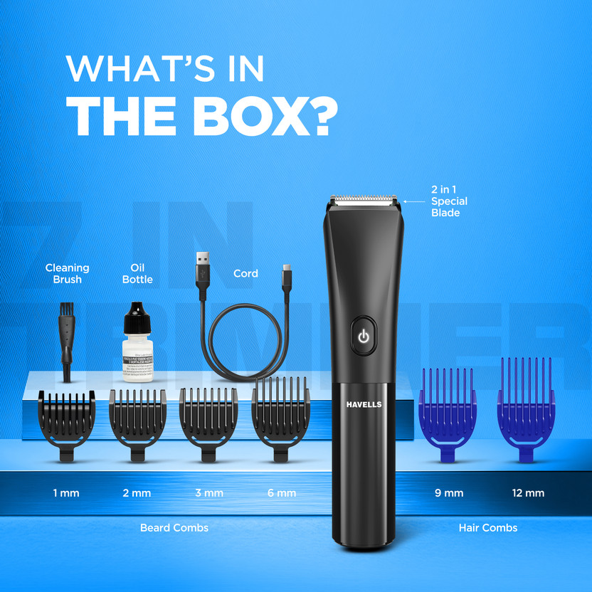 HAVELLS Beard & Hair Trimmer|2-in-1 Special Blade|TypeC Fast Char - Image 3