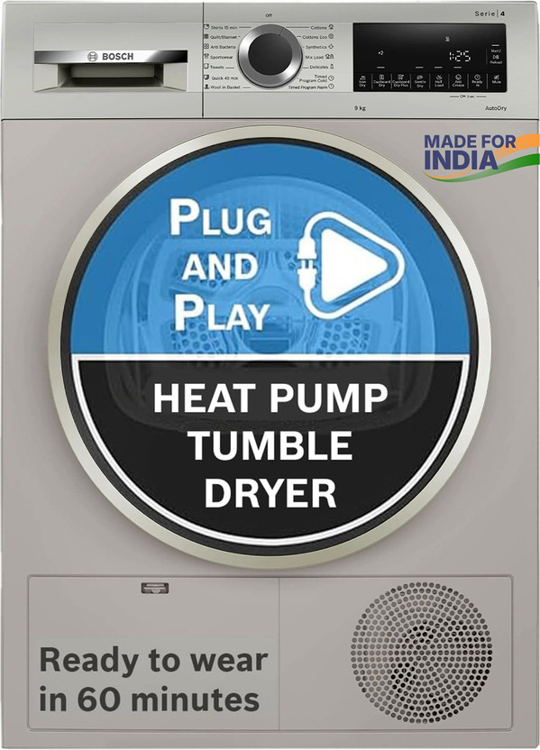 BOSCH 8 kg Tumble Dryer with In-built Heater Grey (WPG23108IN) - Image 9
