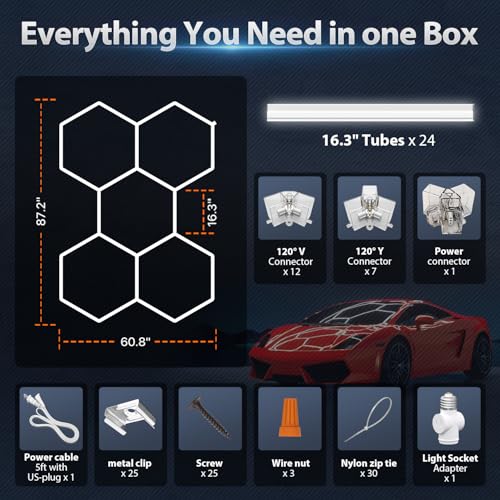 Hexagon Garage Lights: 168W 25