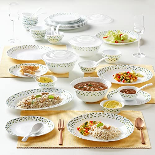 Larah by Borosil 35 Pieces Sage Opalware Dinner Set for Family of 6 - Image 4