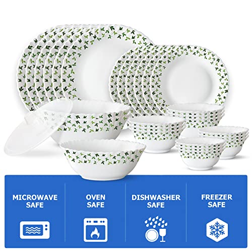 Larah by Borosil 35 Pieces Sage Opalware Dinner Set for Family of 6 - Image 5