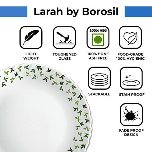 Larah by Borosil 35 Pieces Sage Opalware Dinner Set for Family of 6 - Image 7