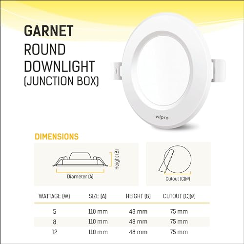 Wipro Garnet 8W Round Downlight