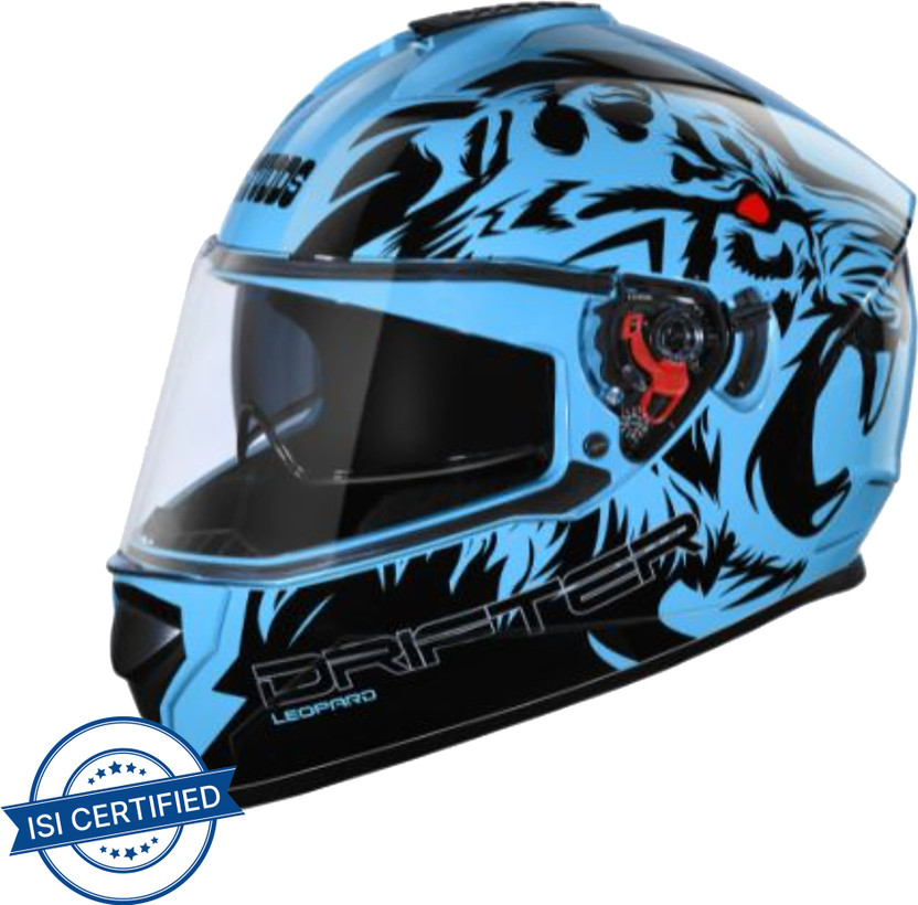 STUDDS Drifter D2 Full Face Helmet with Clear Visor (Blue N9, M)
