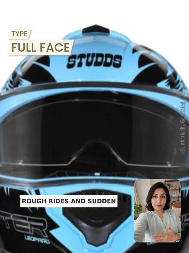 STUDDS Drifter D2 Full Face Helmet with Clear Visor (Blue N9, M) - Image 2