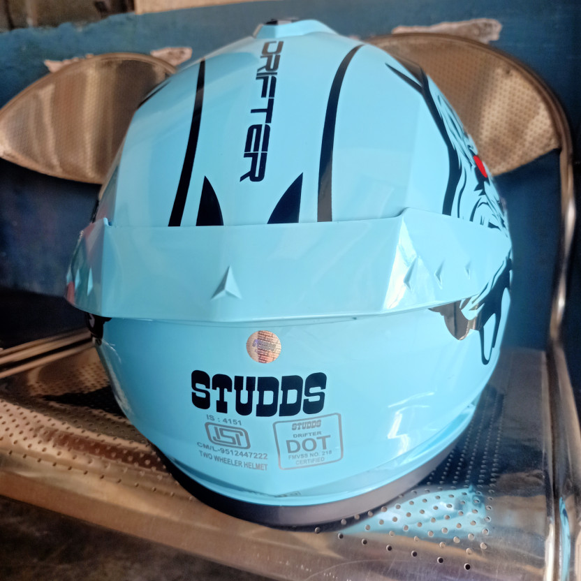 STUDDS Drifter D2 Full Face Helmet with Clear Visor (Blue N9, M) - Image 8