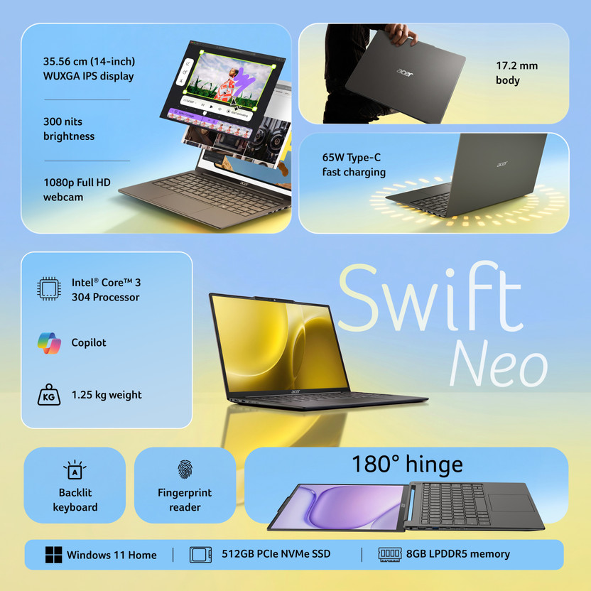 Acer Swift Intel Core 3 304 - (8 GB/512 GB SSD/Windows 11 Home) S - Image 2