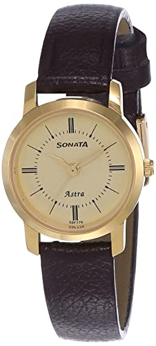 Sonata Quartz Analog Champagne Dial