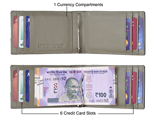 URBAN FOREST Eddy Dark Green/Grey Money Clip Leather Wallet for Men - Image 4