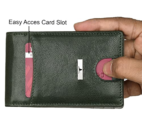 URBAN FOREST Eddy Dark Green/Grey Money Clip Leather Wallet for Men - Image 6