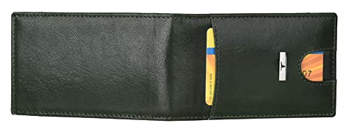 URBAN FOREST Eddy Dark Green/Grey Money Clip Leather Wallet for Men - Image 7