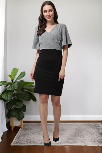 POPWINGS Women Casual Grey Black Solid Self Design Bodycon Dress… - Image 2