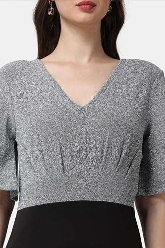 POPWINGS Women Casual Grey Black Solid Self Design Bodycon Dress… - Image 5