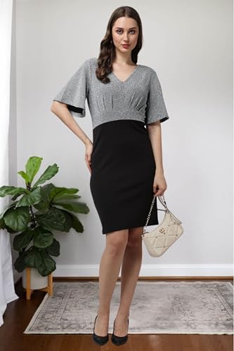 POPWINGS Women Casual Grey Black Solid Self Design Bodycon Dress… - Image 7