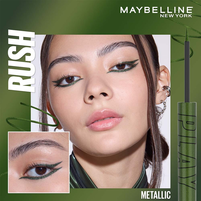 MAYBELLINE NEW YORK Tattoo Play Metallic Green Liquid Eyeliner - - Image 2