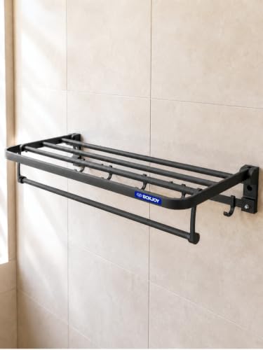 BOXJOY Foldable Towel Holder Rack for Bathroom with Multipurpose Hooks - Image 3