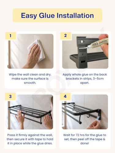 BOXJOY Foldable Towel Holder Rack for Bathroom with Multipurpose Hooks - Image 5