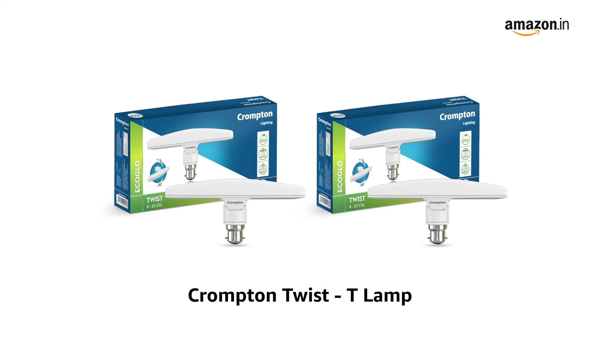 Crompton Twist T-Bulb 10W LED B22 | Rotating Head, Pack of 2 - Image 2