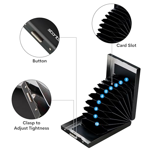 Storite 10 Slots RFID Blocking Metal Card Holder Wallet, Black - Image 4