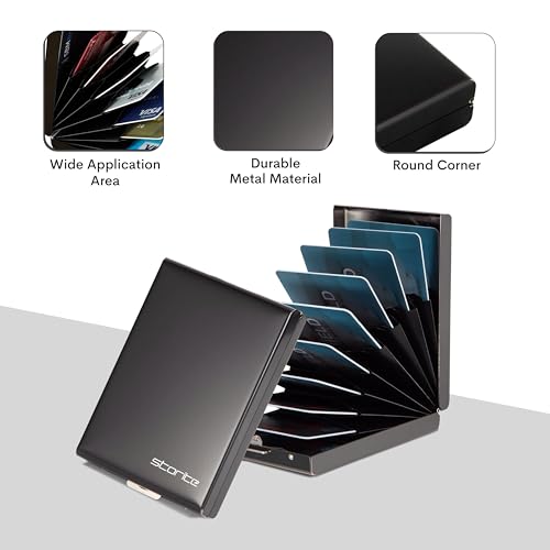 Storite 10 Slots RFID Blocking Metal Card Holder Wallet, Black - Image 5