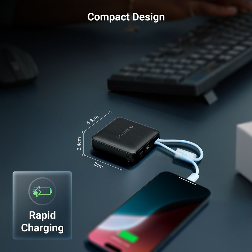 ZEBRONICS 10000 mAh 22.5 W Nano Power Bank (Black, Lithium Polyme - Image 5