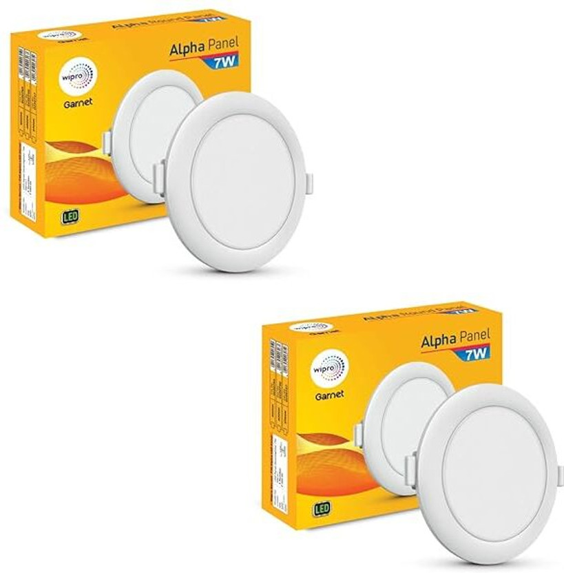 Wipro Garnet 7w Alpha Panel Round (Pack of 2 ) Recessed Ceiling L
