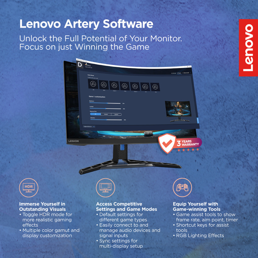 Lenovo Legion R-Series 68.58 cm (27 inch) Curved Full HD LED Back - Image 5