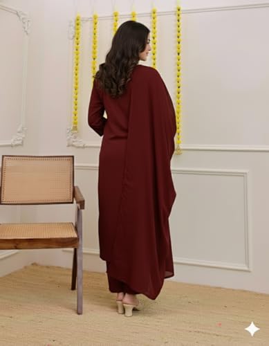 Klosia Women Solid Embroidery Kurta and pant set With Dupatta - Image 3