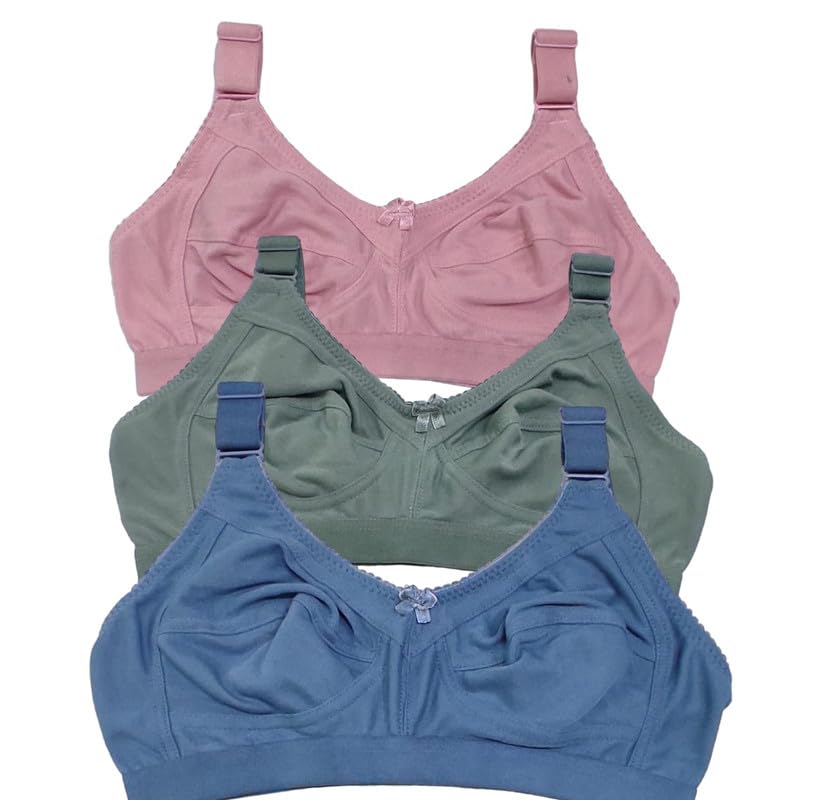 Women's Cotton Full Coverage Non-Padded Wirefree T-Shirt Bra Combo