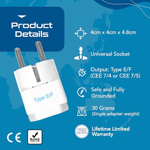 Ceptics Europe Travel Adapter, India