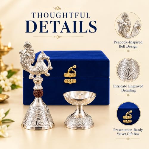German Silver Rudraksh Peacock Bell