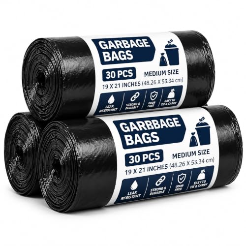 SIYA Thick Garbage Bag 19x21 Inch 90pcs (30pcs x 3Rolls) Medium Size