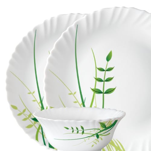 Larah By Borosil Herbs Opalware Dinner Set, 19-Pieces, White - Image 2