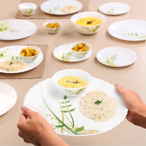 Larah By Borosil Herbs Opalware Dinner Set, 19-Pieces, White - Image 5