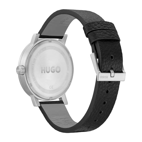 HUGO Leather Boss Analog Black Dial Men's Watch-1530115 - Image 3