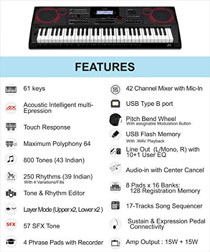 Casio CT-X9000IN 61-Key Portable Keyboard, Black - Image 4